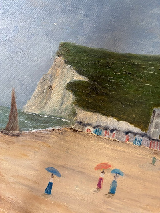 Image 1 of Petit tableau huile sur toile marine paysage Seine Maritime