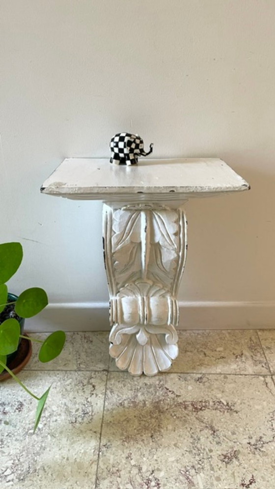 Patinated White Wall Console Shelf – Shelving unit, Wood (photo 13 of 35)