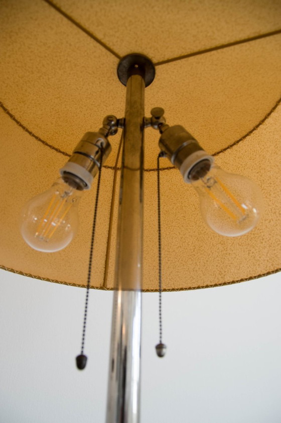 1930s Floor Nickel Lamp with Side Table – Functionalism, Bauhaus – Floor lights, Glass, Metal (photo 9 of 12)