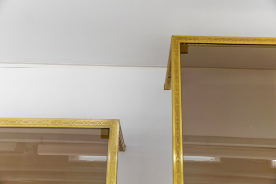 Image 1 of Brass and Smoked Glass Coffee Tables, 1970s, Set of 2