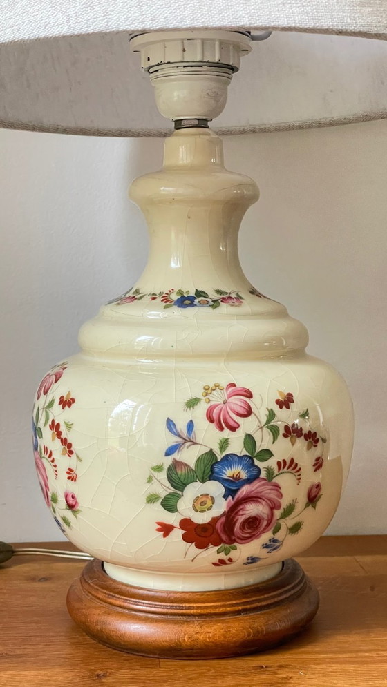 Ceramic Lamp Wooden Base Vintage – Table lamps, Canvas (photo 17 of 27)