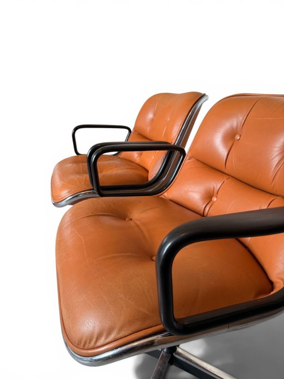 Image 1 of Pair of Knoll Pollock Armchairs - Vintage Camel Leather