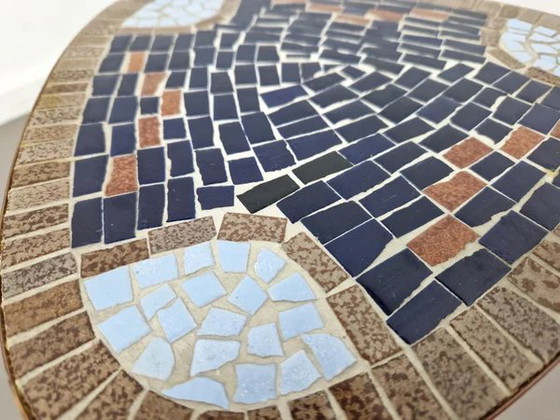 Table porte-plantes mosaïque Mid-Century (2), Laiton, Mid Century Modern (photo 3 sur 8)