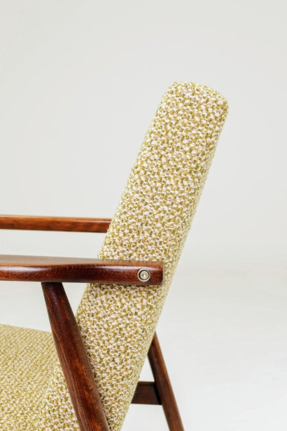 Image 1 of Fauteuil vintage vert mélange bouclé 1970 mid century modern design