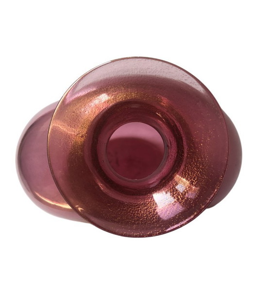 Image 1 of Purpurrosa Murano-Glasvase mit Aventurin, signiert Archimede Seguso, um 1960