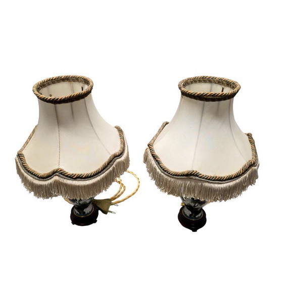 Image 1 of 2 vintage cloisonné table lamps