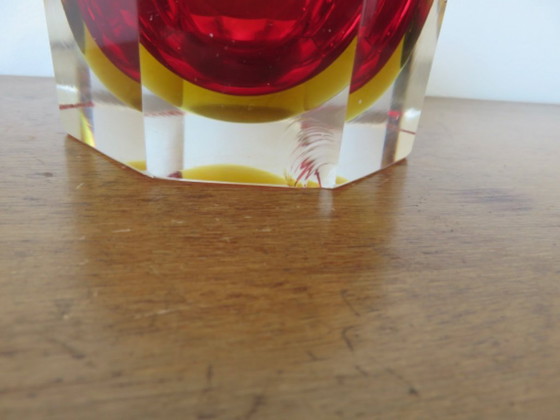 Image 1 of Octagonal Sommerso Murano ashtray, designed by Flavio Poli, 1970s