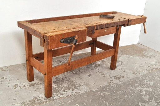 Vintage Beech and Oak Workbench Nooitgedagt / Sideboard