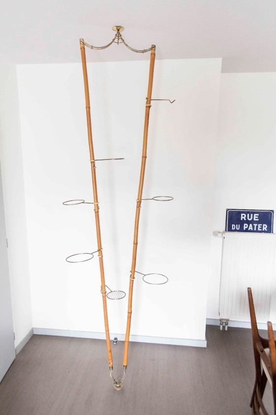 Image 1 of Atypical bamboo and brass indoor revolving plant door, Suise 1960