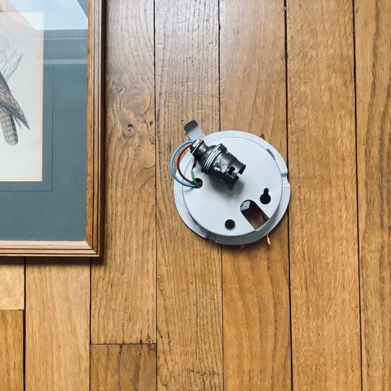 Image 1 of Small semi-spherical half-moon wall or ceiling light, 14 cm, white opaline glass