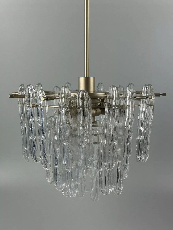 Image 1 of 60s 70s plafondlamp kroonluchter Kinkeldey Duitsland Space Age glas ontwerp