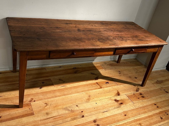 Image 1 of Antique oak country farmhouse table, 19th century