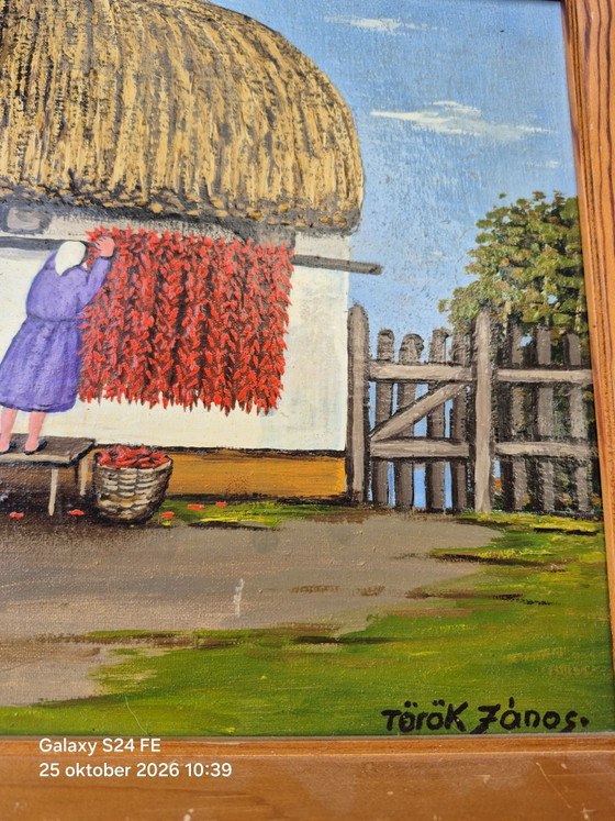 Ungarische Kunst, Török János, Holz, Leinwand, Blau (Foto 3 von 6)