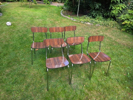 Set mit 6 Tavo Esszimmerstühlen aus der Mitte des Jahrhunderts – eetkamerstoelen, Plastic, Metal