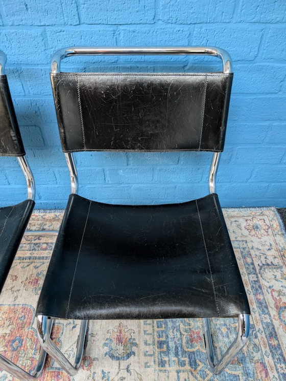 Image 1 of 6 sedie a slitta vintage S33, Mart Stam per Thonet, anni '60