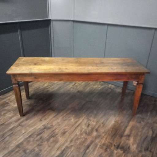 Dining table, Side table Antique French farmhouse table made of fruitwood – eettafels (photo 2 of 16)