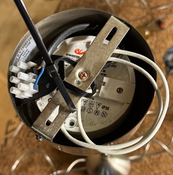 Image 1 of Lampada da soffitto di design a 12 luci con paralumi in vetro colorato | Altezza regolabile | Ottime condizioni