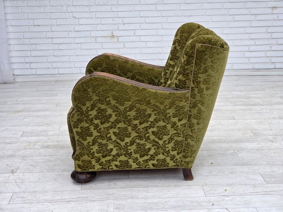Image 1 of Fauteuil relax danois des années 1950, revêtement en velours, bois de chêne.