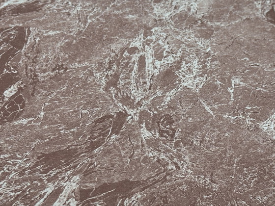 Image 1 of Table d'appoint pivotante vintage – Plateau en formica aspect marbre rose – Style années 50