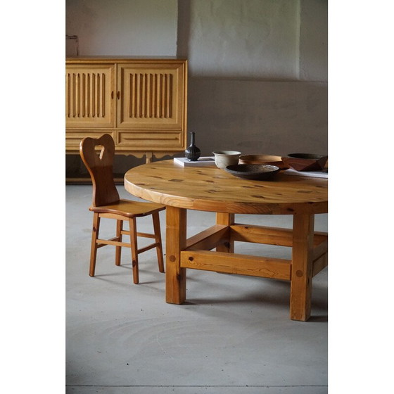 Image 1 of Vintage round dining table in solid pine by Sven Larsson, 1960s