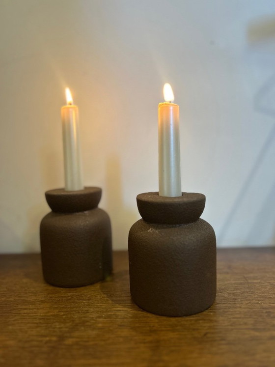 Pair of Vintage Brutalist Candlesticks – Candle holders, Ceramic (photo 4 of 20)