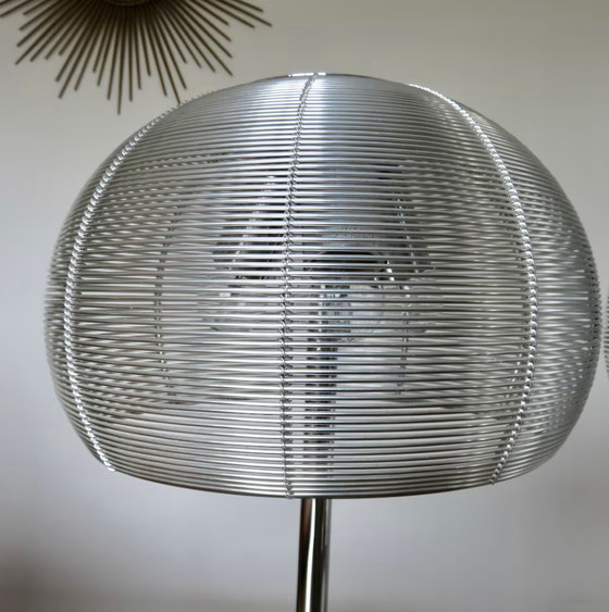 Image 1 of 2x Large Chrome Metal "Mushroom" Lamps