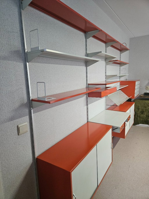 Zeldzaam Groot Pilastro Wandsysteem (Tjerk Reijenga) – Jaren 60 – Oranje/Wit – Prachtige Opstelling (photo 2 of 15)