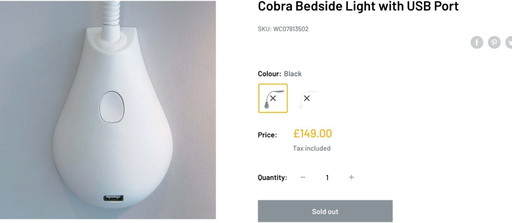 Lampe murale USB Innermost Cobra Nude White 45 cm, neuve sous blister, prix conseillé 149 £