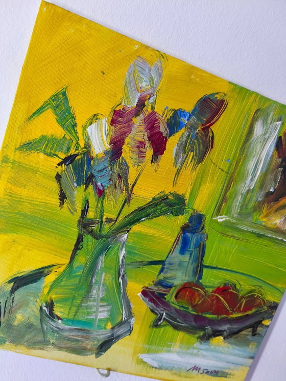 Image 1 of Original Oil Painting – Expressionist Floral Still Life – Signed