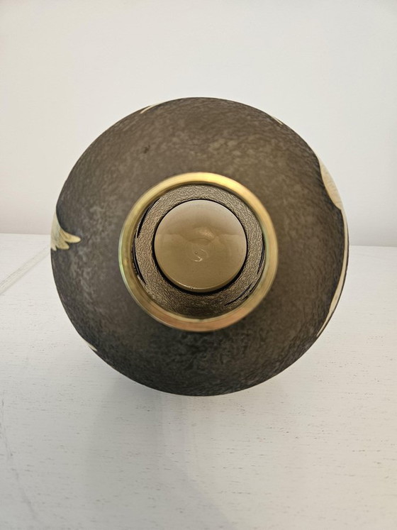 Vaso in vetro inciso dorato di Alfred Taube, Germania, anni '60 – Vasi, Gold (photo 4 of 11)