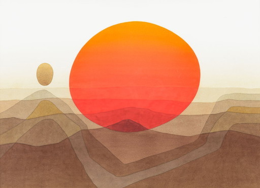 n.a.v. '69" Joost van Roojen (1928-2012). Aquarel op papier. Ingelijst