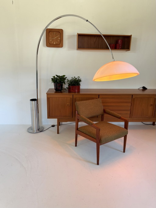 Vintage XXL chromen booglamp, Italië ‘70