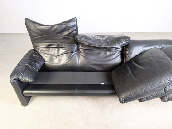 Image 1 of Cassina Maralunga Sofa Vintage Couch Vico Magistretti Leder schwarz