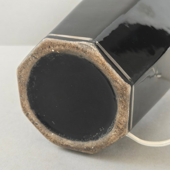 Image 1 of MAGNIFICENT ART DECO TABLE LAMP 1920-1930 IN BLACK & SILVER CERAMIC 20S 30S