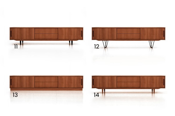 Image 1 of Dressoir gebeitst teak T-S01 schuifdeur en 2 laden 200