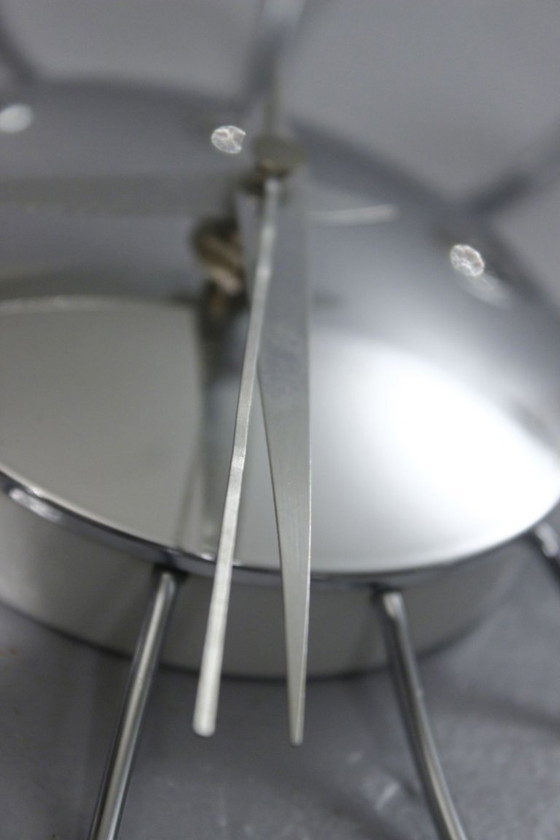 Image 1 of Horloge pendule murale vintage Karlsson Spider Clock design Sputnik chrome