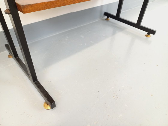 Image 1 of Bibliothèque étagère italienne modulable vintage en bois de noyer et métal des années 60