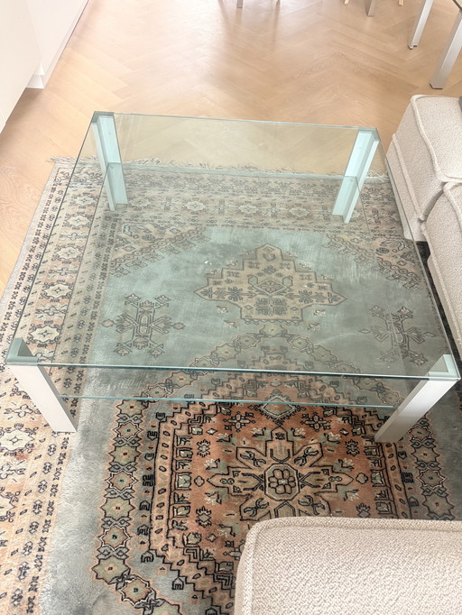 Lourens Fisher Aqua Double glass/aluminium coffee table