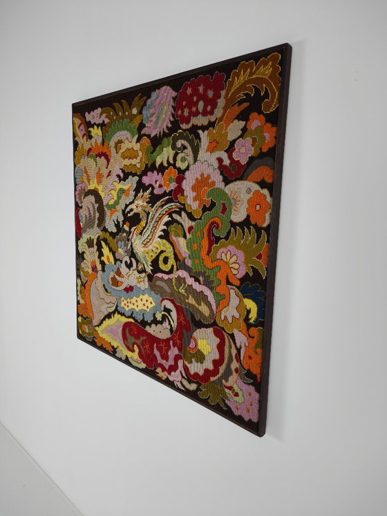 Image 1 of Flores de grifo textiles francesas bordadas a mano, ca. 1930-1940