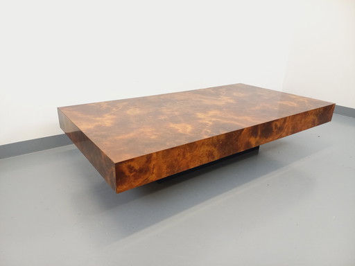 Vintage Space Age Coffee Table Style Willy Rizzo in Melamine and Black Wood from the 70s