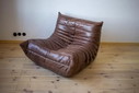 Sillón y otomana Togo - Marrón nogal