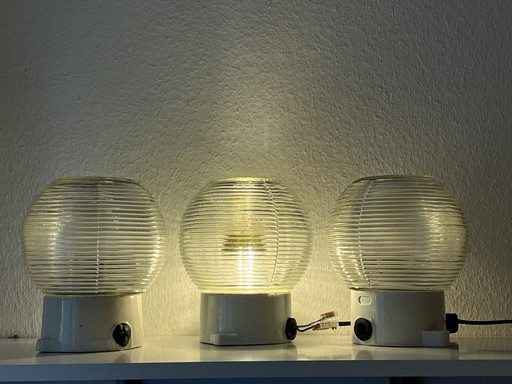 3x Vintage German Industrial Ceiling Lamps
