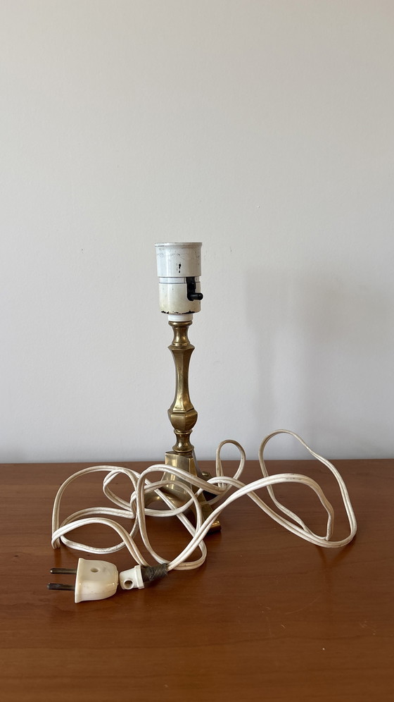 Image 1 of Vintage Danish Brass Candlestick table Lamp Base