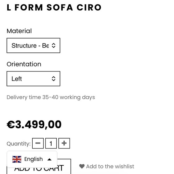 Image 1 of Sofá esquinero ICONX Studios Switzerland – Modelo CIRO (forma de L)