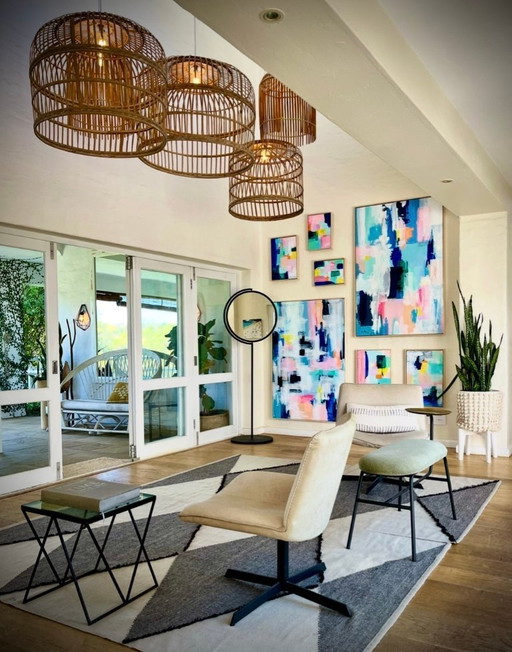 Set unico di 2 lampade a sospensione in rattan fatte a mano