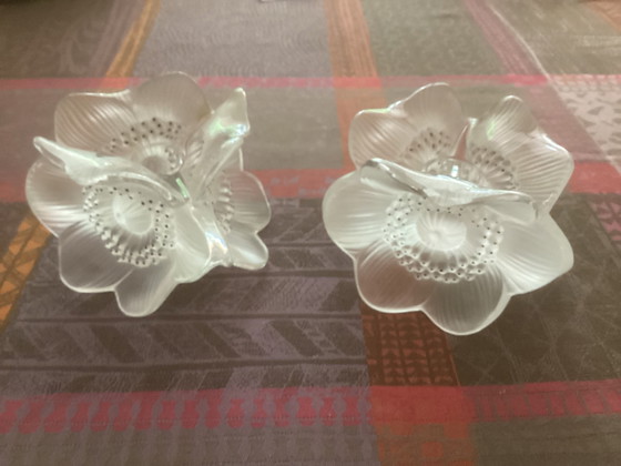 Image 1 of Set van 2 Lalique Paris Anemone kandelaars