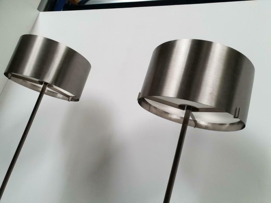 Image 1 of 2 grands lampadaires design en acier inoxydable avec variateur