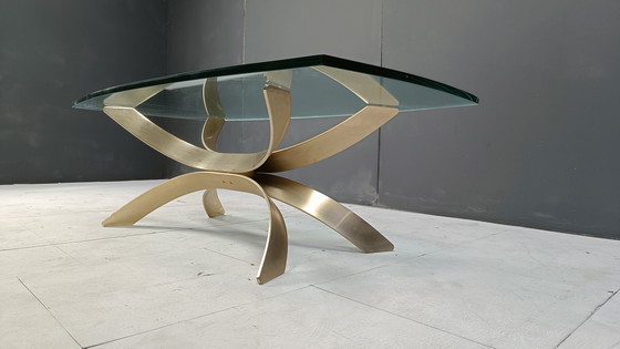 Image 1 of Tavolino da caffè italiano in ottone scultoreo vintage, anni '70