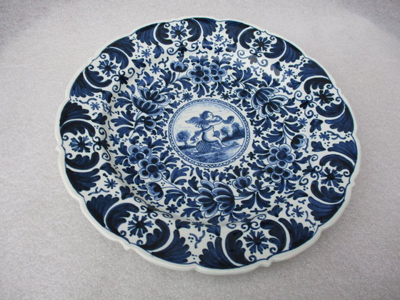 Image 1 of Cerámica antigua de Delft, plato y cuenco azul y blanco, cerámica antigua de Delft, pintados por P.H.v. Praag.