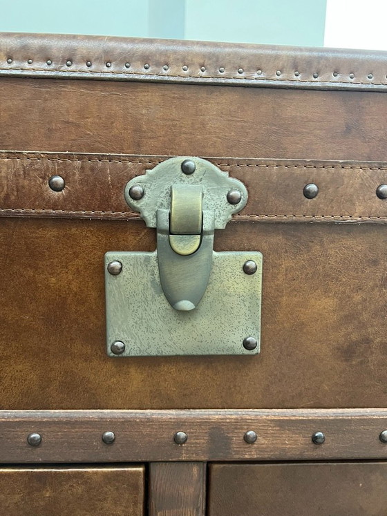 RH Leather Mayfair Steamer Trunk Double Chest - Vintage Cigar, Restoration Hardware, Chest of drawers, Metal (photo 2 of 9)